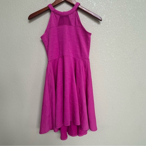 Justice Girls’ Medium 10 Pink Textured Fit & Flare Sleeveless Dress Back Zip - Picture 1 of 6